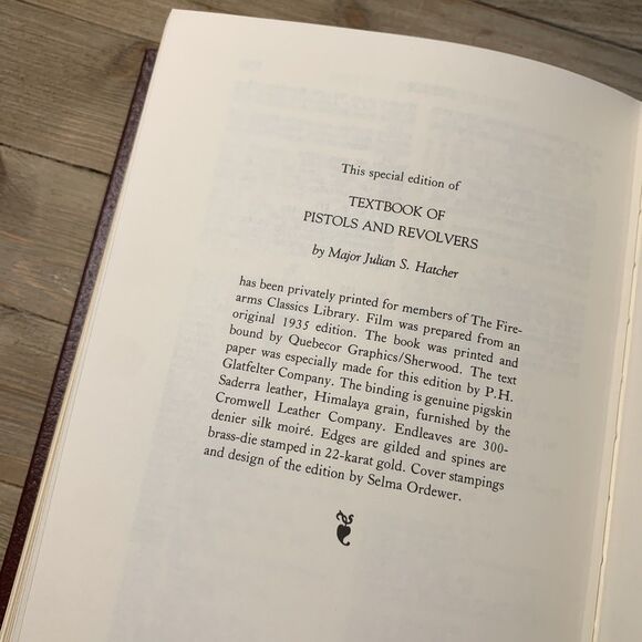 TEXTBOOK OF PISTOLS AND REVOLVERS by HATCHER Leather NRA Gun Book 22K Gold Edges - Picture 9 of 10